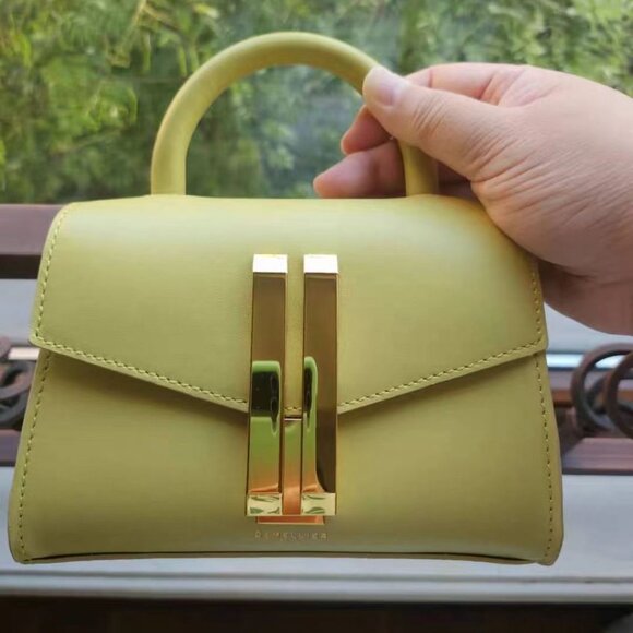 DeMellier Bright Yellow Leather Tote Bag - Nano Montreal Collection - Picture 4 of 5